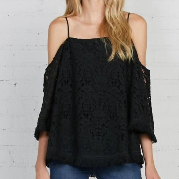 Bailey 44 Black Lace Cold Shoulder Top Size X-Small - Picture 1 of 8